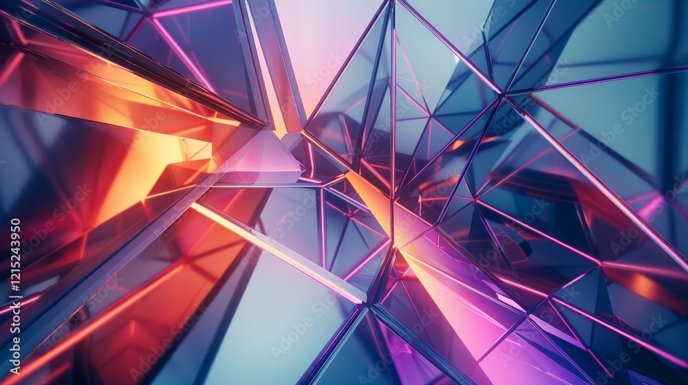 Canvas Prints abstract geometric structure with neon lighting
