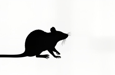 Fototapeta premium Simple black silhouette of white mouse. Rodent pest illustration. Linear icon. Isolated on white background. Contour symbol. Silhouette illustration for pest control awareness. Minimalist design.