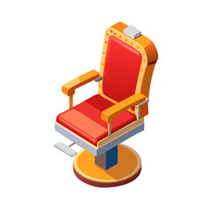 Fototapeta premium Red barbershop chair icon in isometric view