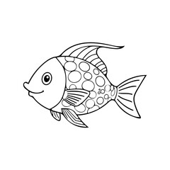 A minimalistic cute vector  fish white background