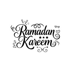 A minimalistic ramadan kareem calligraphy  vector white background.