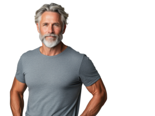 Mature Muscular Man with Gray Hair and Beard