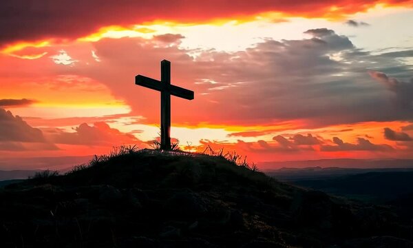 easter religion,jesus christ cross easter resurrection concept christian cross Tomb Empty With Shroud And Crucifixion At Sunrise - Resurrection Of Jesus Christ