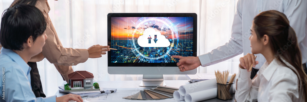 Poster cloud computing software for brisk remote work and personal data storage