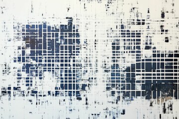 Fototapeta premium Blue and white abstract grid with textual elements.