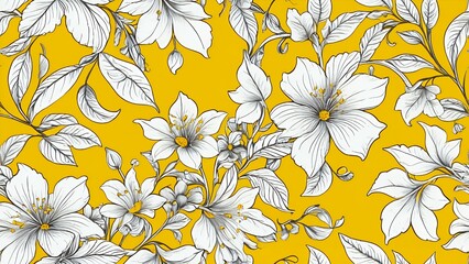 Beautiful Seamless Yellow and White Floral Pattern for Decorative and Textile Designs
