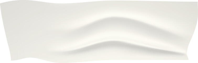 Crumpled white adhesive tape forms a wavy pattern across a bright white background, creating a visually interesting yet minimalistic texture that enhances the overall design