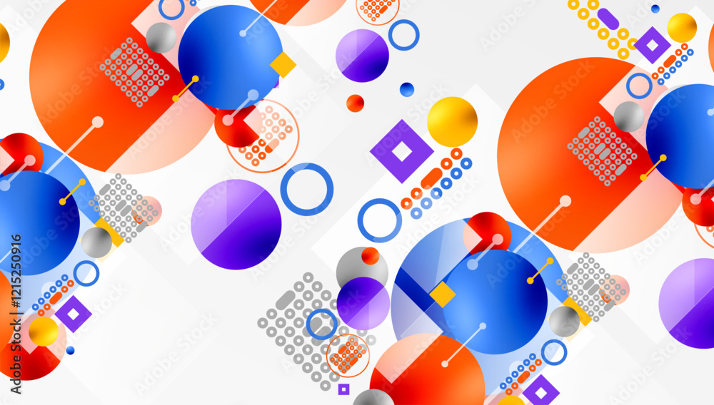 Aufkleber minimalistic abstract vector design, layered geometric shapes circles, squares, and triangles with s