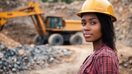 Confident Female Engineer at Construction Site