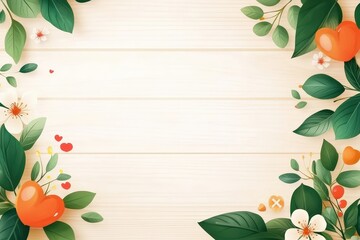 Romantic Floral Frame on Wooden Background: Perfect for Spring and Wedding Designs