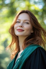 Naklejka premium Elegant Portrait of a Young Woman in Academic Attire