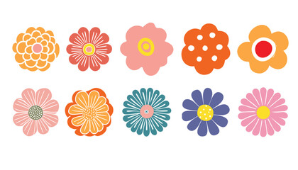 Collection of wildflowers icon. Vector illustration colorful flowers on white background. 