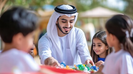 UAE Man Teaching Children Recycling