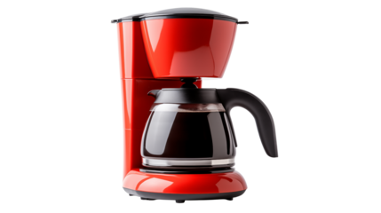 Red Coffee Maker Brewing Fresh Coffee for Breakfast Kitchen Appliance Home