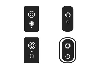 Minimalist Smart Doorbell Vector Icon in Black and White