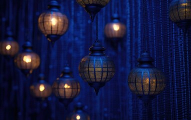 Obraz premium Elegant String Light Decorations in a Dark Room