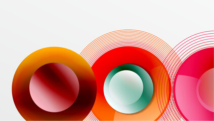 Abstract composition of overlapping circles with smooth gradients and transparency effects. Clean and modern design emphasizing depth, symmetry, and a minimal aesthetic