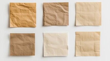 Six square kraft paper stickers without text.