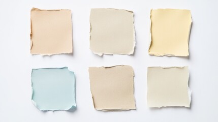 Six pastel toned square kraft paper stickers without text.