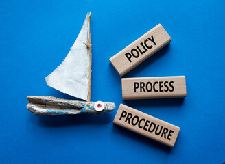 Policy Process Procedure symbol. Concept words Policy Process Procedure on wooden blocks. Beautiful...