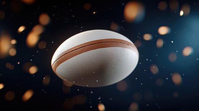 Dynamic Rugby Ball in Motion with Sparkling Background - Powered by Adobe