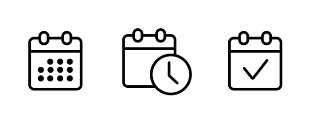 Calendar vector icons. Set of calendar symbols