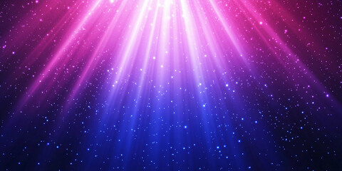 Shining particles illuminating a vibrant cosmic backdrop in shades of purple and pink during a serene celestial event. Generative AI