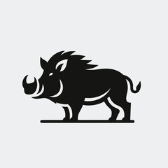 Obraz premium Wild Boar silhouette in black on a white background