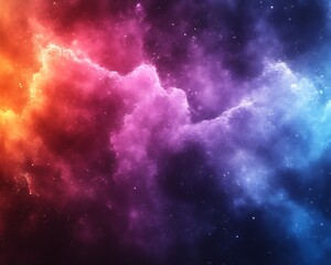 Obraz premium Cosmic Nebula, vibrant red, blue, and purple clouds in space.