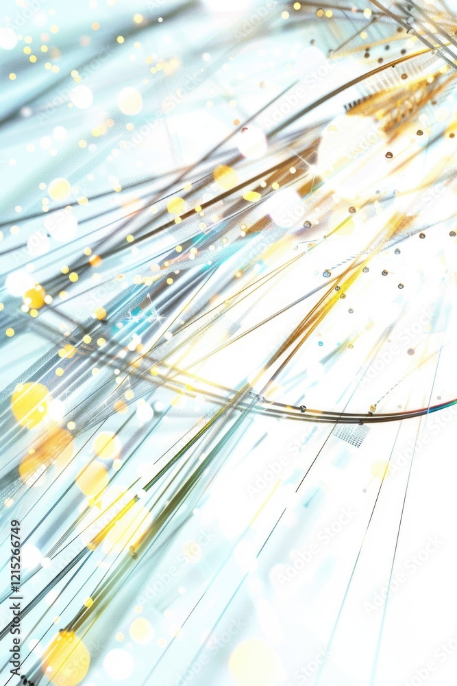 Fototapete digital artwork with abstract design elements featuring neon lights and glittering particles against