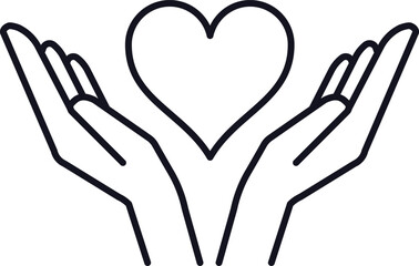 Open hands gently cradling a heart shape, representing love, compassion, and charity, while embodying themes of support, togetherness, and the spirit of giving