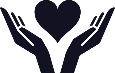 Two hands gently cradling a heart, representing love, care, and affection shared among family, friends, and romantic partners, embodying support and connection in relationships