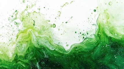 Vivid Green Ink Splatter Abstract Background Art