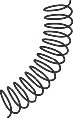 Metal spiral spring curving gracefully against a white background, symbolizing concepts of flexibility, elasticity, and innovative industrial design in mechanics and engineering