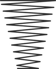 Dark gray metal spiral spring forming a cone shape, representing concepts such as flexibility, elasticity, industry, mechanics, physics, and potential energy