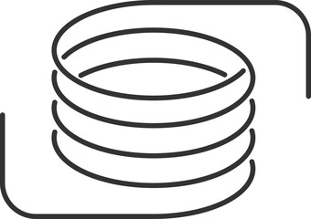 Metallic coils forming a motor machine spiral sign, wire springs and steel curved flexible coils creating a linear spiral silhouette isolated on white