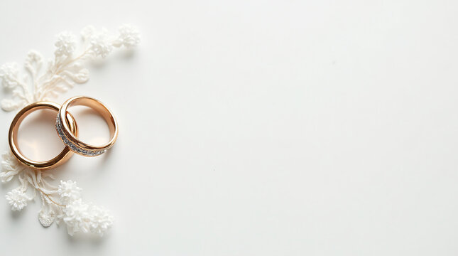 wedding rings minimalist wedding banner, greeting card
