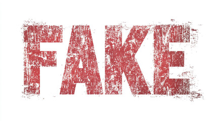 Distressed Red Fake Stamp  News  Media  Deception  Hoax  False  Fraud  Lie  Untruth  Misin