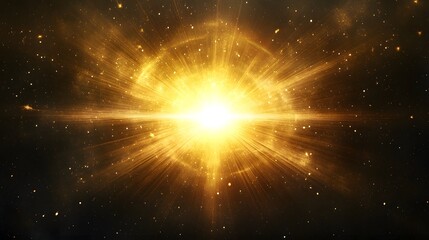 Fototapeta premium Golden Celestial Explosion In Dark Space