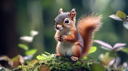 Squirrel Appreciation Day Charming squirrel in lush forest setting ideal for nature and wildlife themes