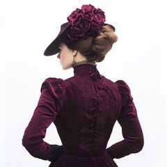 A beautiful historical woman dressed in an elegant period costume stands alone, Perfect for themes of history, vintage fashion, and storytelling through art., Generative AI
