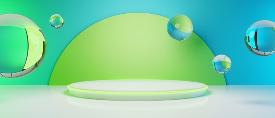 3d booth kios illustration rendering, Exhibition podium pedestal stand event stage for mockup a Display design, trade show for retail product on white background