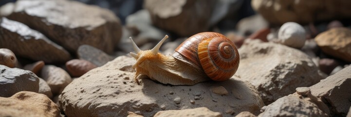 Fossilized snail shell in rocky matrix with fossils , fossil record, fossilized, sedimentary