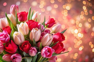 Obraz premium Romantic Valentine's Day Floral Design Layout with Bokeh, Perfect for Text Overlay