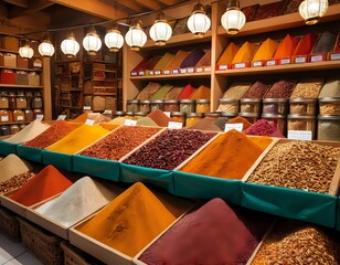 Vibrant Spice Market: Aromatic Mountains of Turmeric, Saffron, and Chili