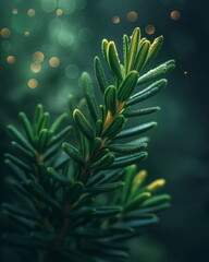 Obraz premium An ornament of rosemary sprigs glowing with a soft_009