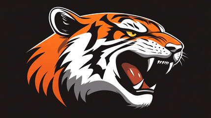 Roaring Tiger Head  Wild Cat  Predator  Jungle Animal  Mascot Design