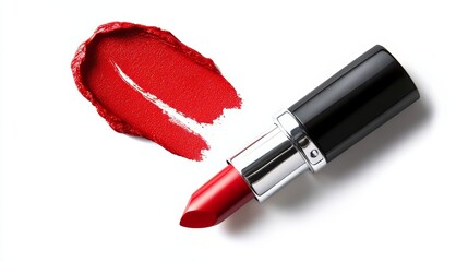 Obraz premium Red Lipstick and Swatch: Beauty, Fashion, and Glamour