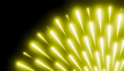 Vibrant Rendering Yellow Radial Light Beams on Dark Background