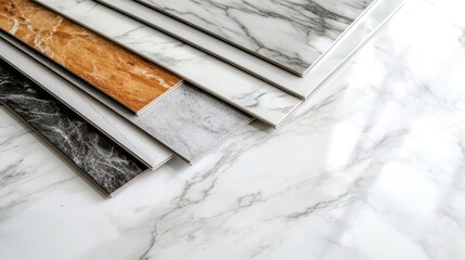 marble texture, stone tiles, luxury flooring samples, interior design materials, grey and beige tones, natural stone patterns, modern home decor, high-end finishes, elegant surfaces, showroom display,